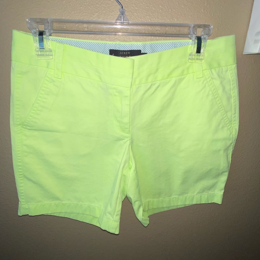 J.Crew Women’s Sz 2 Chino Shorts Pale Lime Green Mid Rise 6.5" Inseam Flat Front